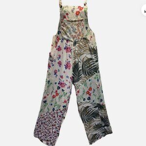 Nwt SACRED THREADS funky floral hippie rayon OVERALLS ROMPER JUMPSUIT JUMPER 1X